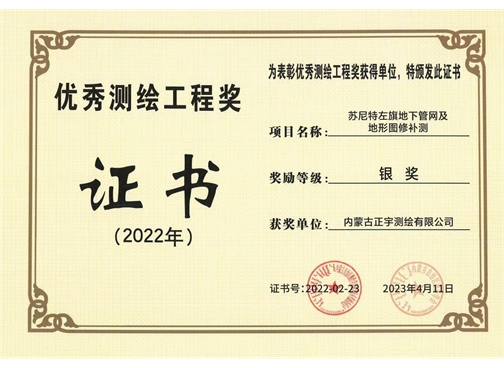 優(yōu)秀測(cè)繪工程獎(jiǎng)